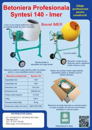 Betoniera Imer Transport inclus TVA inclus-Utilaje Constructii Noi