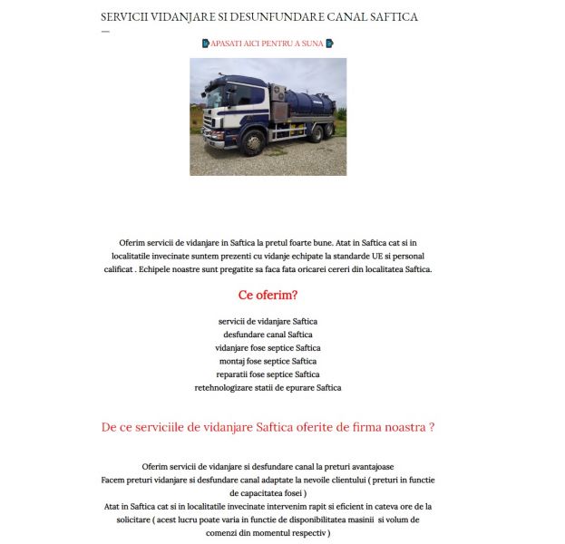 Desfundare Canalizari Servicii Vidanjare Saftica