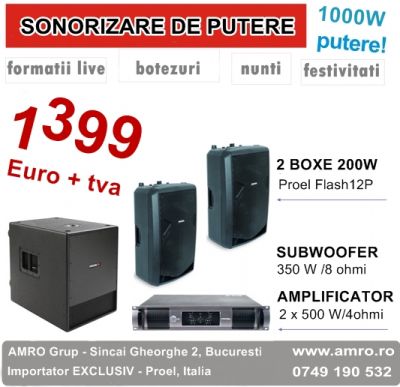 Sistem sonorizare de putere complet 1000W reali