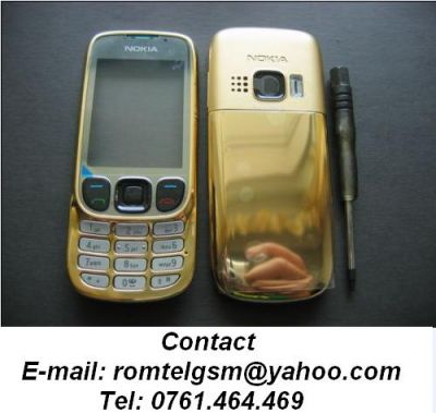 Carcasa Nokia 6303 GOLD ( AURIE ) ORIGINALA COMPLETA SIGILATA