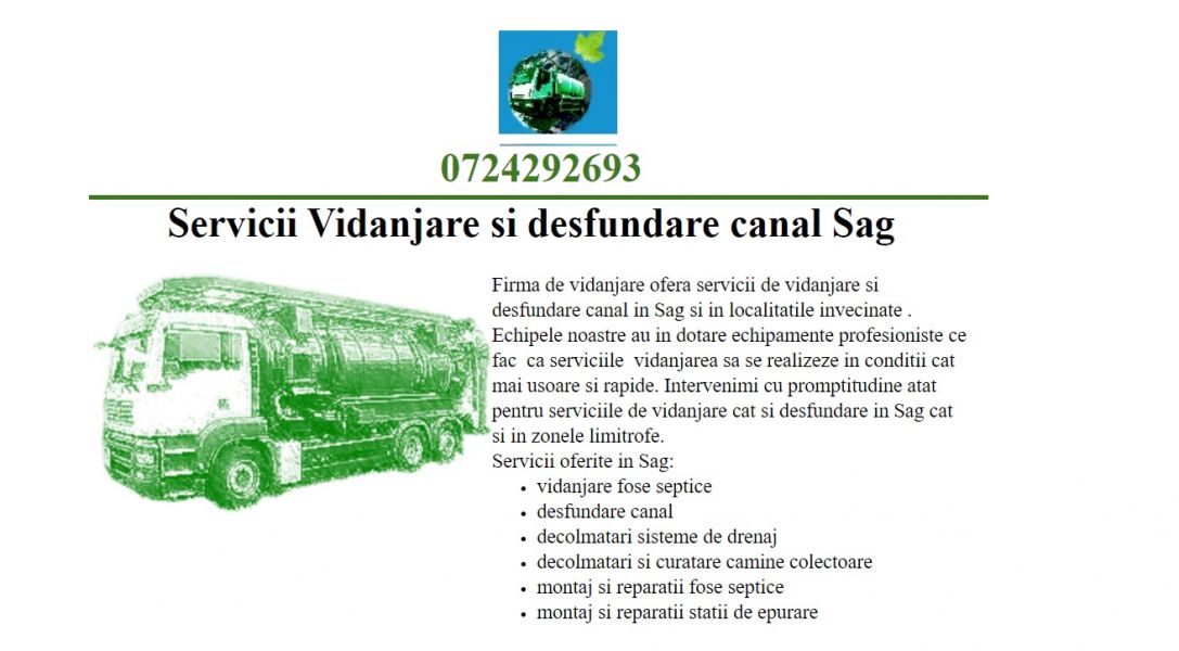 Vidanja Sag | servicii vidanjare Timis 