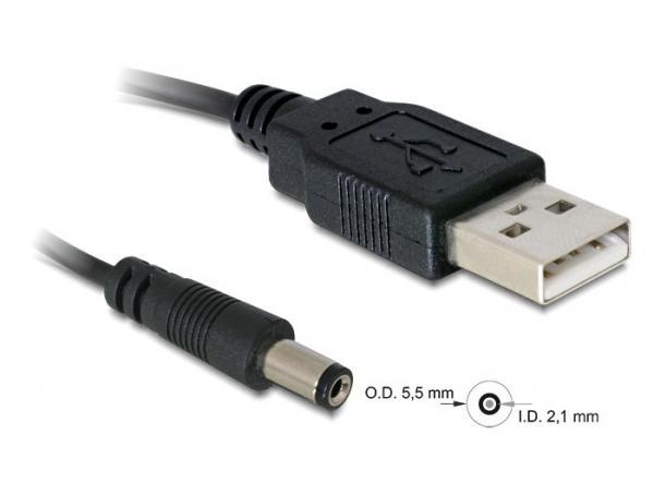 Cablu USB alimentare > DC 5.5 x 2.1 mm male 1.0 m - 82197