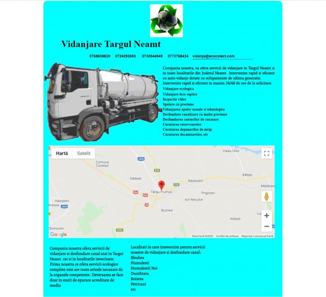 Vidanjare Targul Neamt | servicii vidanjare Targul Neamt 