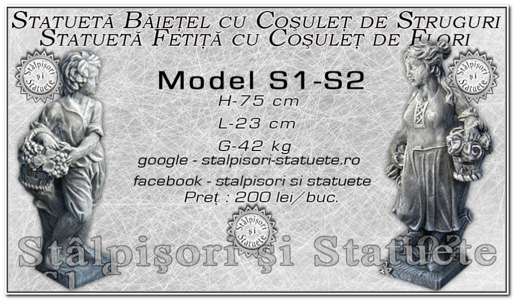 Statuete baietel si fetita sezoane din beton model S1,S2.