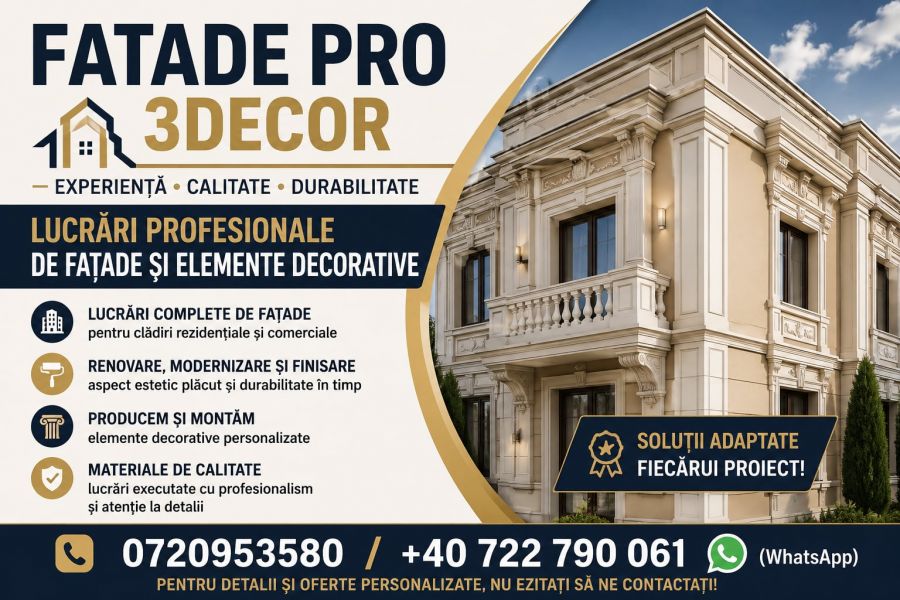 Lucrari profesionale de fatade si elemente decorative pentru constructii - fatadepro.com