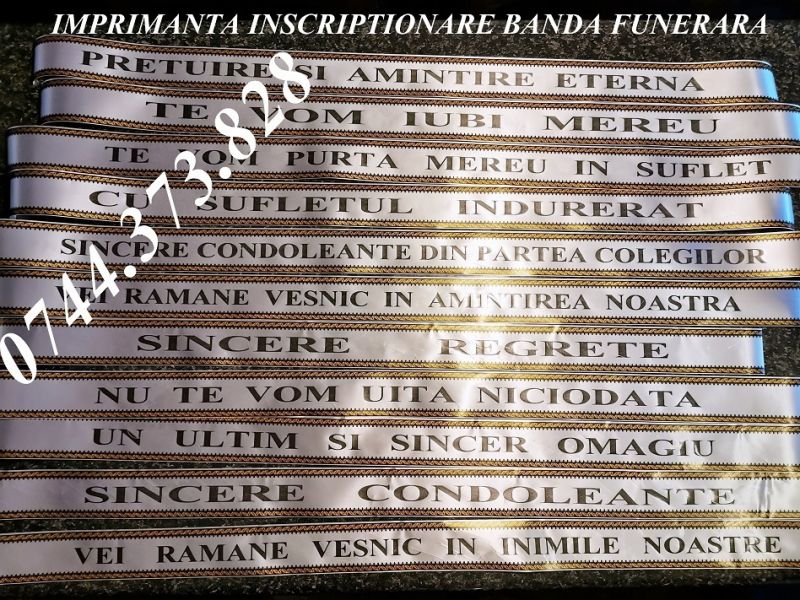 Sistem scriere panglica funerara, florala cu livrare rapida 0744373828 !