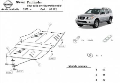 Scut metalic diferential si cutie de viteze Nissan Pathfinder realizat dupa 2005