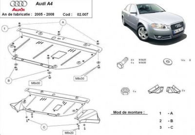 Scut motor metalic Audi A4 3 facut intre 2005 - 2008 