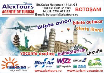 Bilete de avion Botosani | Agentie de turism Botosani