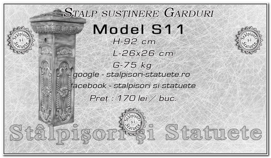 Stalp sustinere garduri din beton model S11.