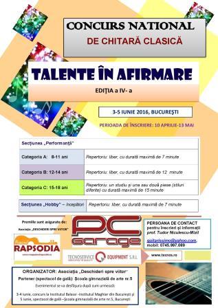 Concursul national de chitara clasica 'Talente in afirmare' - 2016