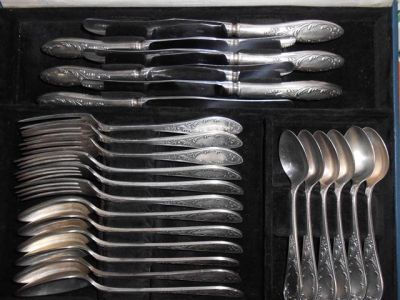 Set argint 24 piese tacamuri din Rusia