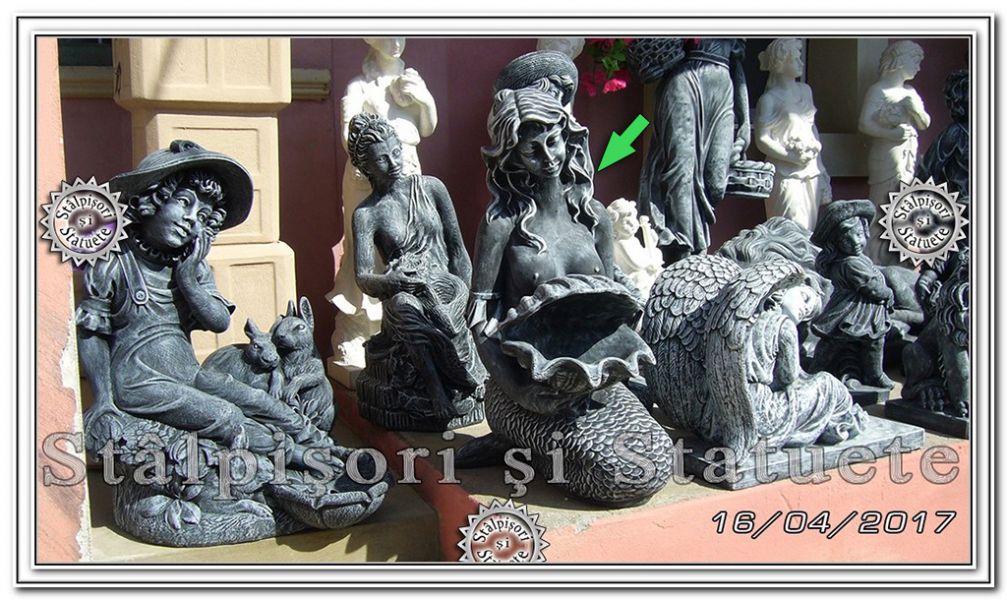Statueta sirena cu scoica din beton model S49.
