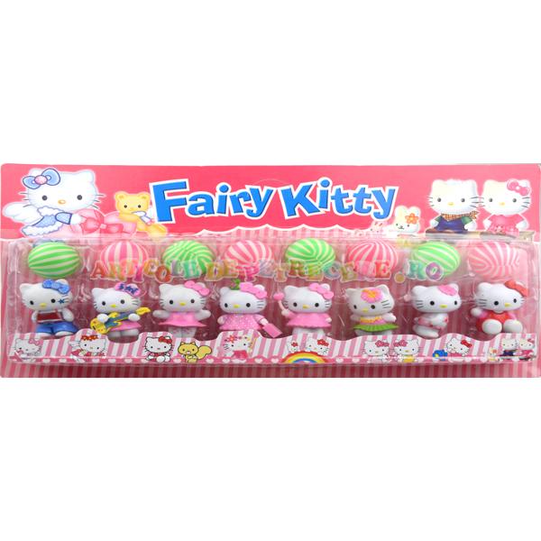 Figurine jucarie cu pisicuta Hello Kitty la set de 8 pisicute