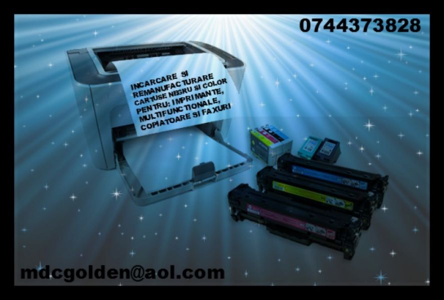 Rapiditate la incarcarea cartuselor  toner si cerneala 0744373828 pentru imprimante, multifunctional