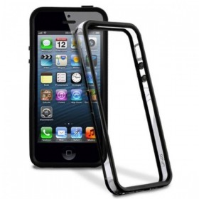 Bumper iPhone 5, 5S, Negru + Transparent