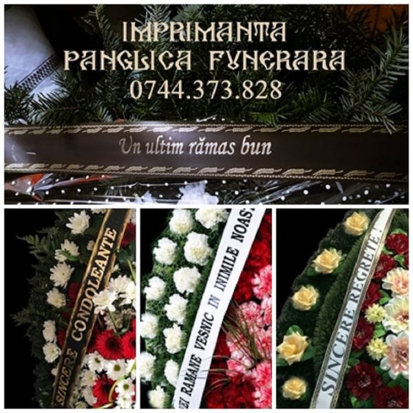 Imprimanta panglica lenta funerara. Imprimanta scriere panglici florala.
