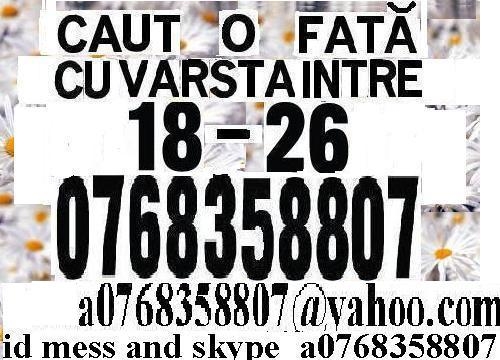 A0768358807@yahoo.com Caut o fata pt casatorie. skype suflettbun