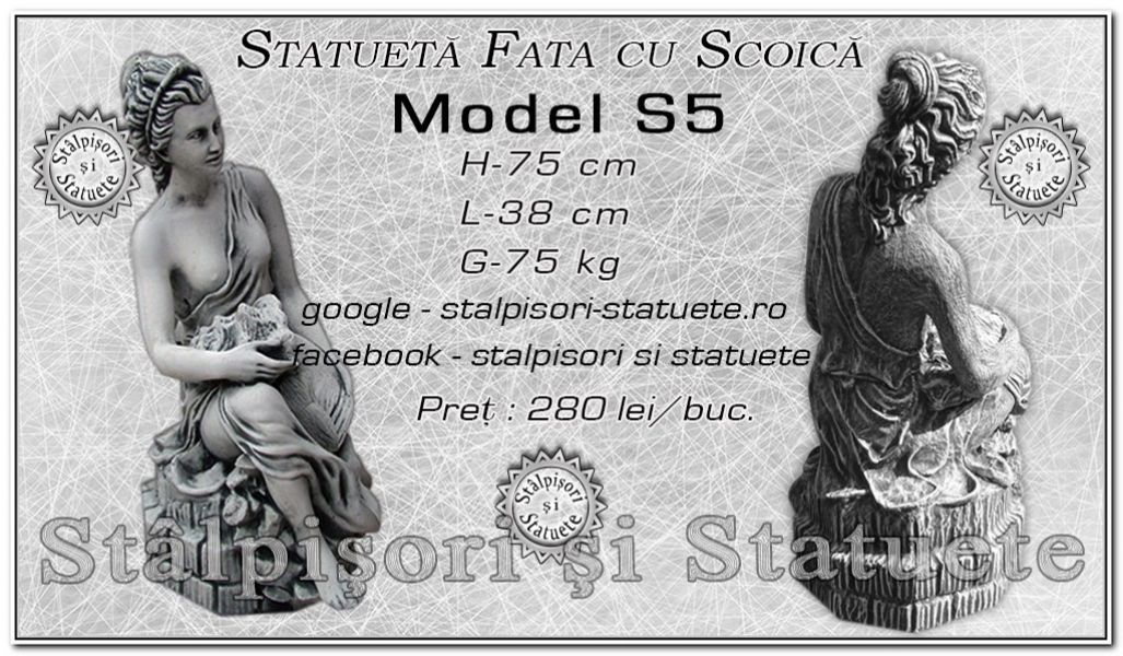 Statueta fata cu scoica din beton model S5.