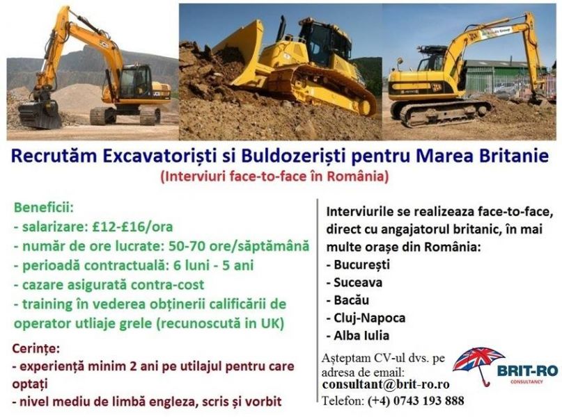 Excavatoristi si buldozeristi in Anglia