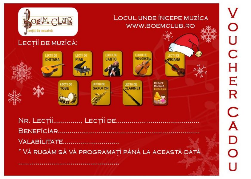 Voucher Cadou cu lectii de muzica la Boem Club 