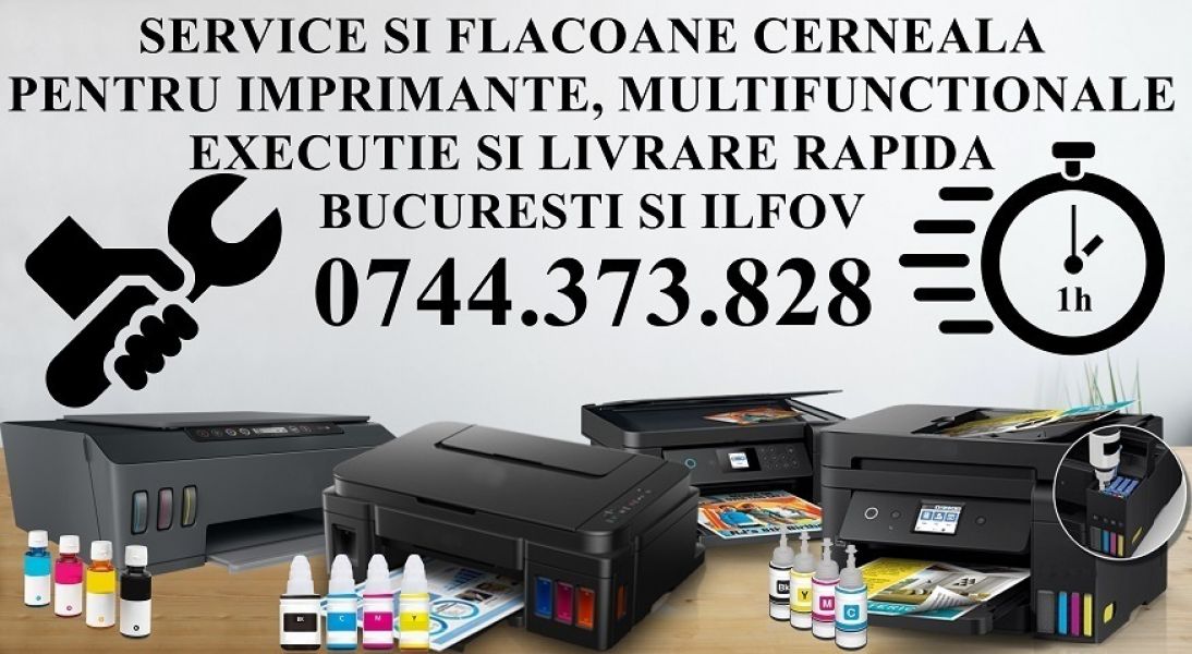 Service si flacoane imprimante cu rezervoare cerneala in Sector 6 - 0744373828.