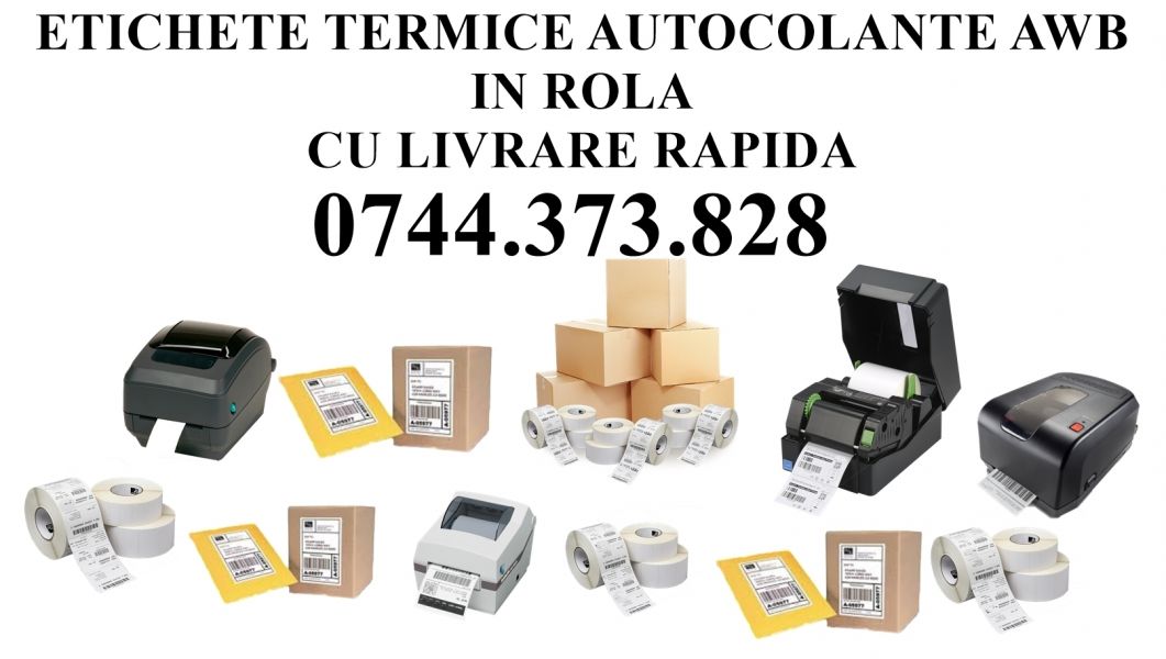Role etichete AWB 100x150 mm colete, livrare rapida 1 ora !