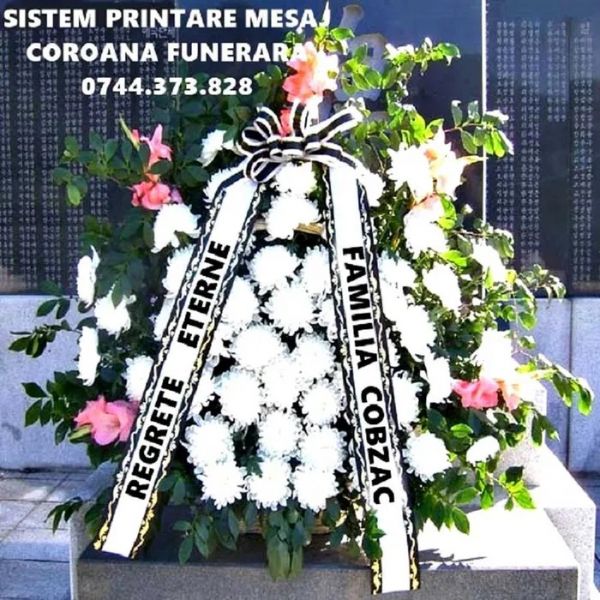 Imprimanta scriere panglici coroane funerare 0744373828.