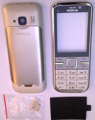 Carcasa Nokia C5 WHITE ( ALBA ) ORIGINALA COMPLETA SIGILATA