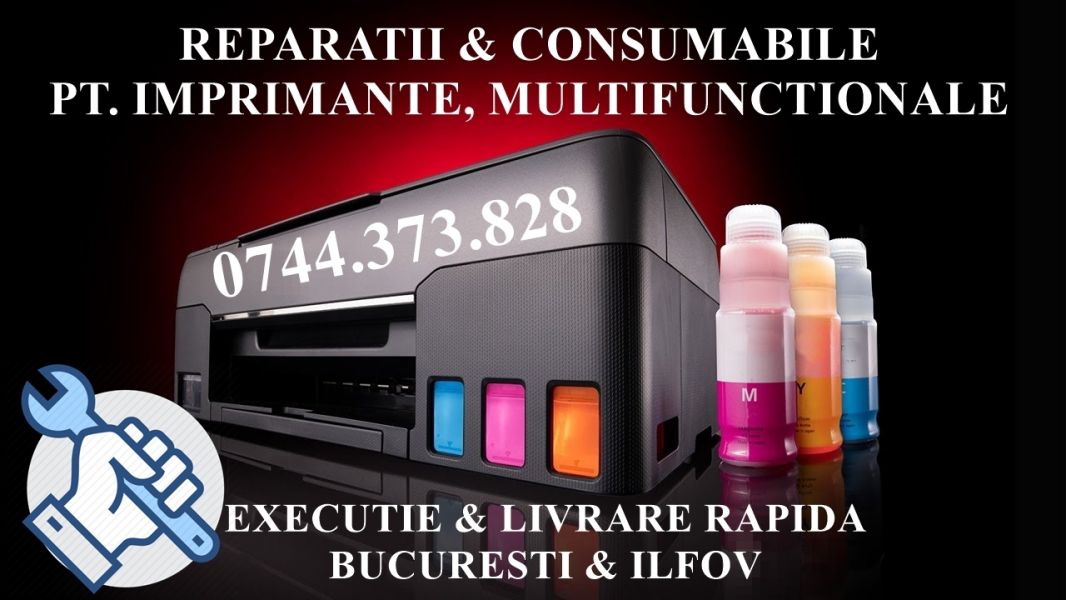 Service si flacoane imprimante cu rezervoare cerneala in 1 Decembrie 0744373828.