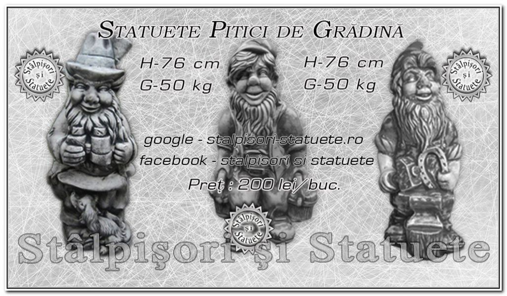 Pitici de gradina din beton model P1, P2, P3.