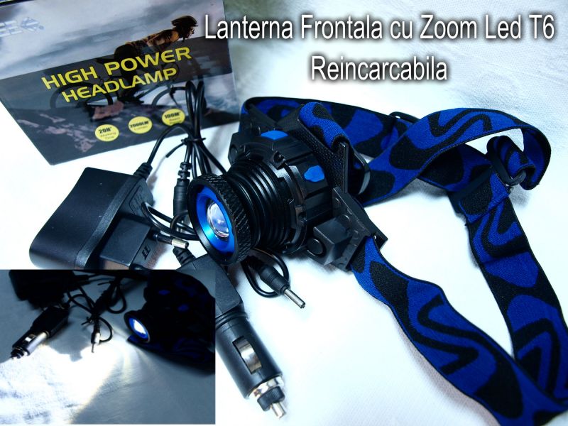 Lanterna de cap cu acumulator Led si zoom Cree 5W