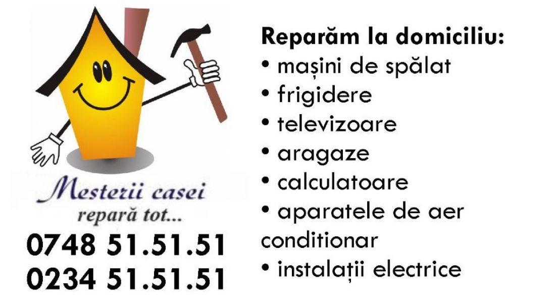 Mesterii Casei, Onesti - servicii de reparatii electrocasnice la domiciliu