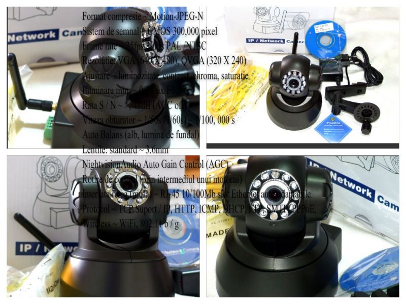 Wi Fi Camera de Supraveghere IP Network Reglaj pe Verticala si Orizontala