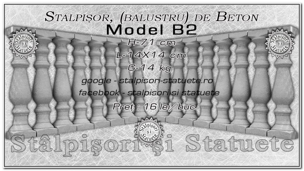 Stalpisori, balustri, din beton, model B2.
