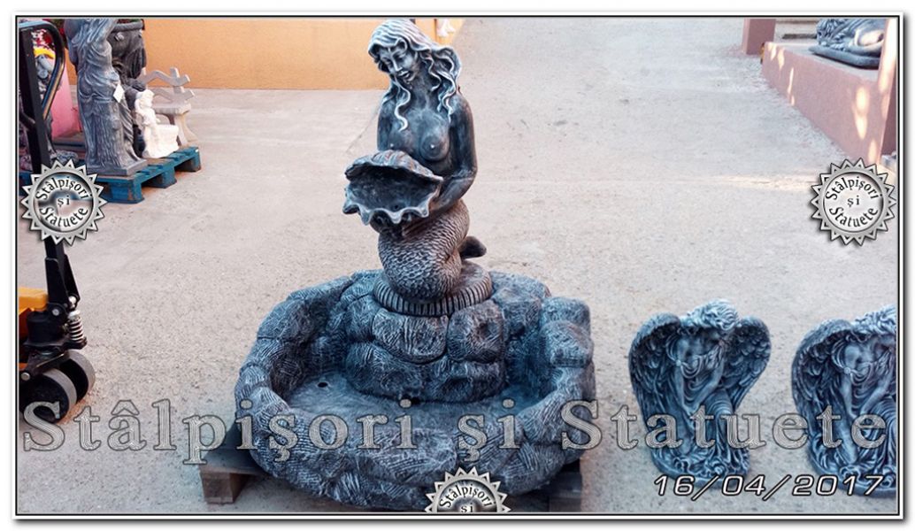 Fantana arteziana sirena cu scoica din beton model F11.
