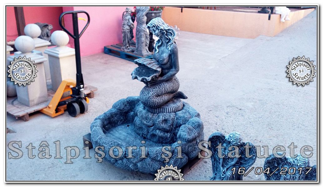 Fantana arteziana sirena cu scoica din beton model F11.