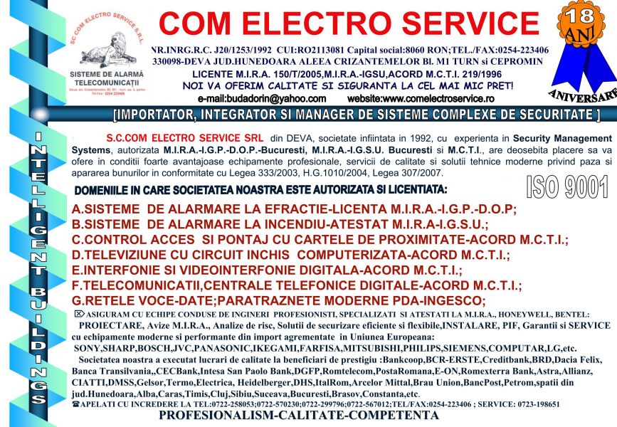 Proiectare,montaj si service sisteme de alarmare si camere video