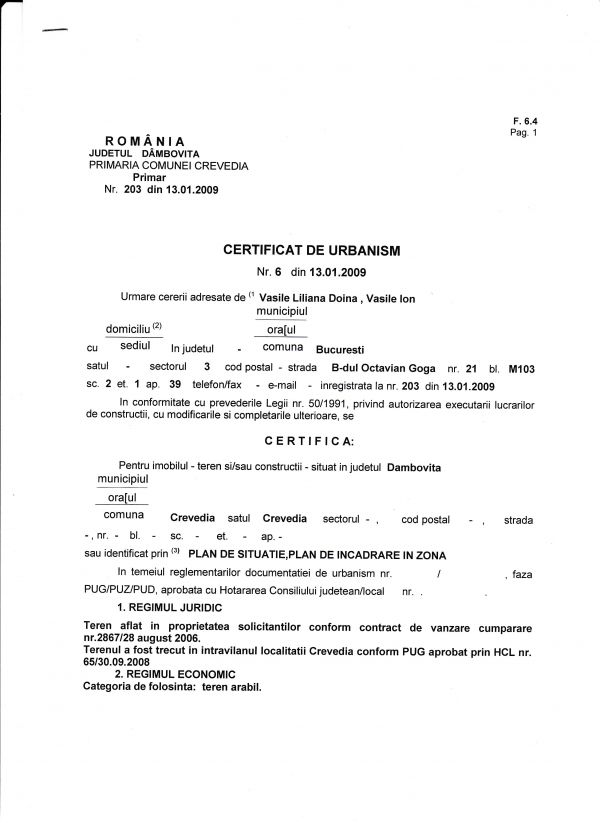 Teren Crevedia 3500mp..2.9e/mp