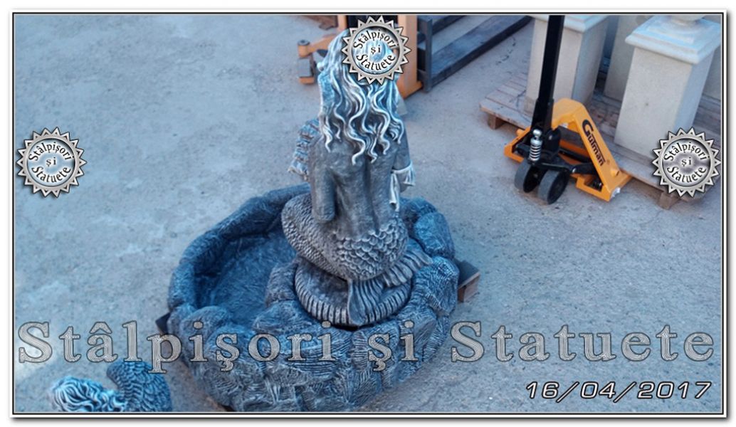 Fantana arteziana sirena cu scoica din beton model F11.
